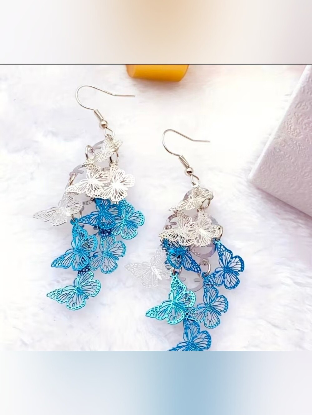 $8 Each Or Bundle 5/$20 Silver To Blue Butterfly Dangle Earrings